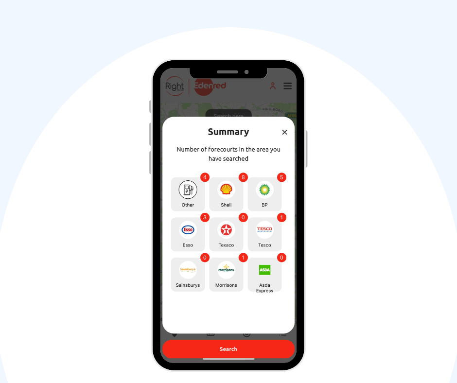 Phone showing site locator summary